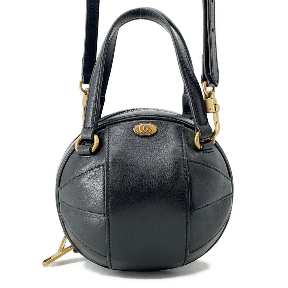 Gucci handbag GG logo basketball leather shoulder bag black